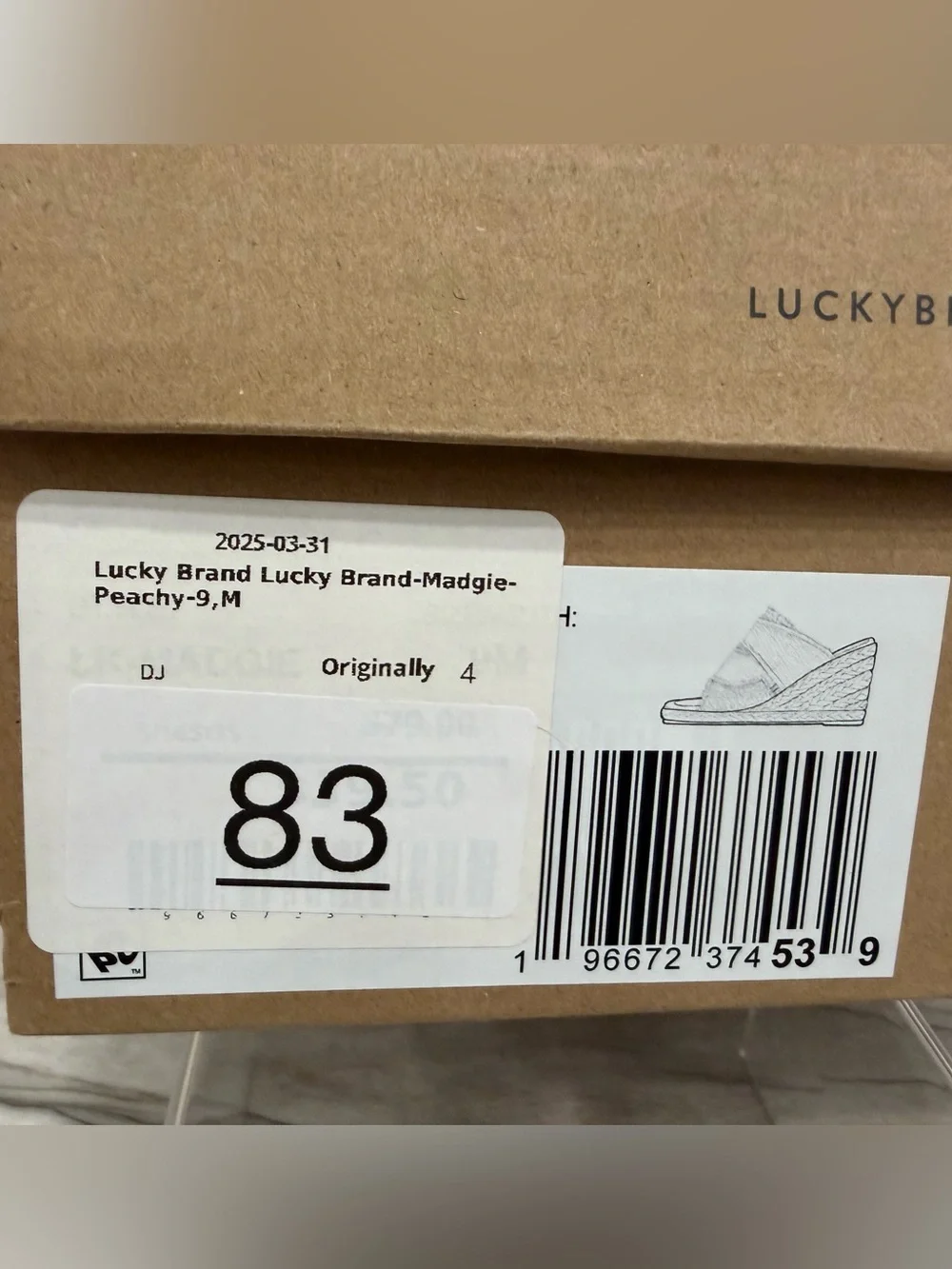 Lucky Brand Madgie Peachy Frayed Espadrille Wedge Sandals Women’s 9M NIB